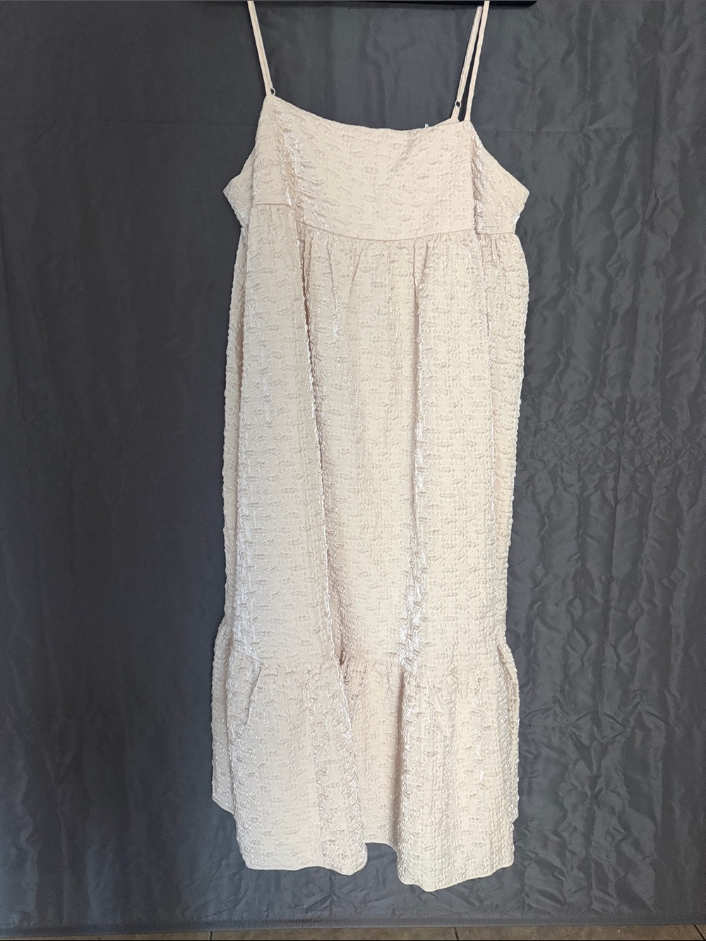 Kika Vargas for Target Cream Textured Spaghetti Strap Midi Dress NWT